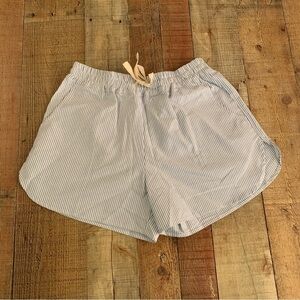 the sleep shirt curved hem 405 blue oxford stripe shorts -S